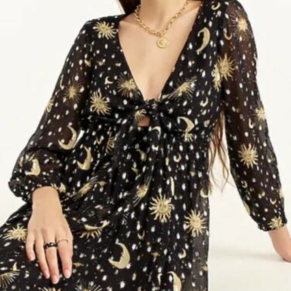 J. Crew Dresses & Skirts - BNWT J.Crew Tie-Front Lurex Maxi Dress in Celestial Star Moon Sun Print XS